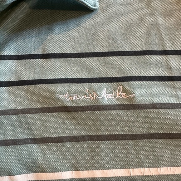Travis Mathew Golf Polo Shirt Blue Striped Mens Size XL Extra Large short sleeve - Picture 4 of 7